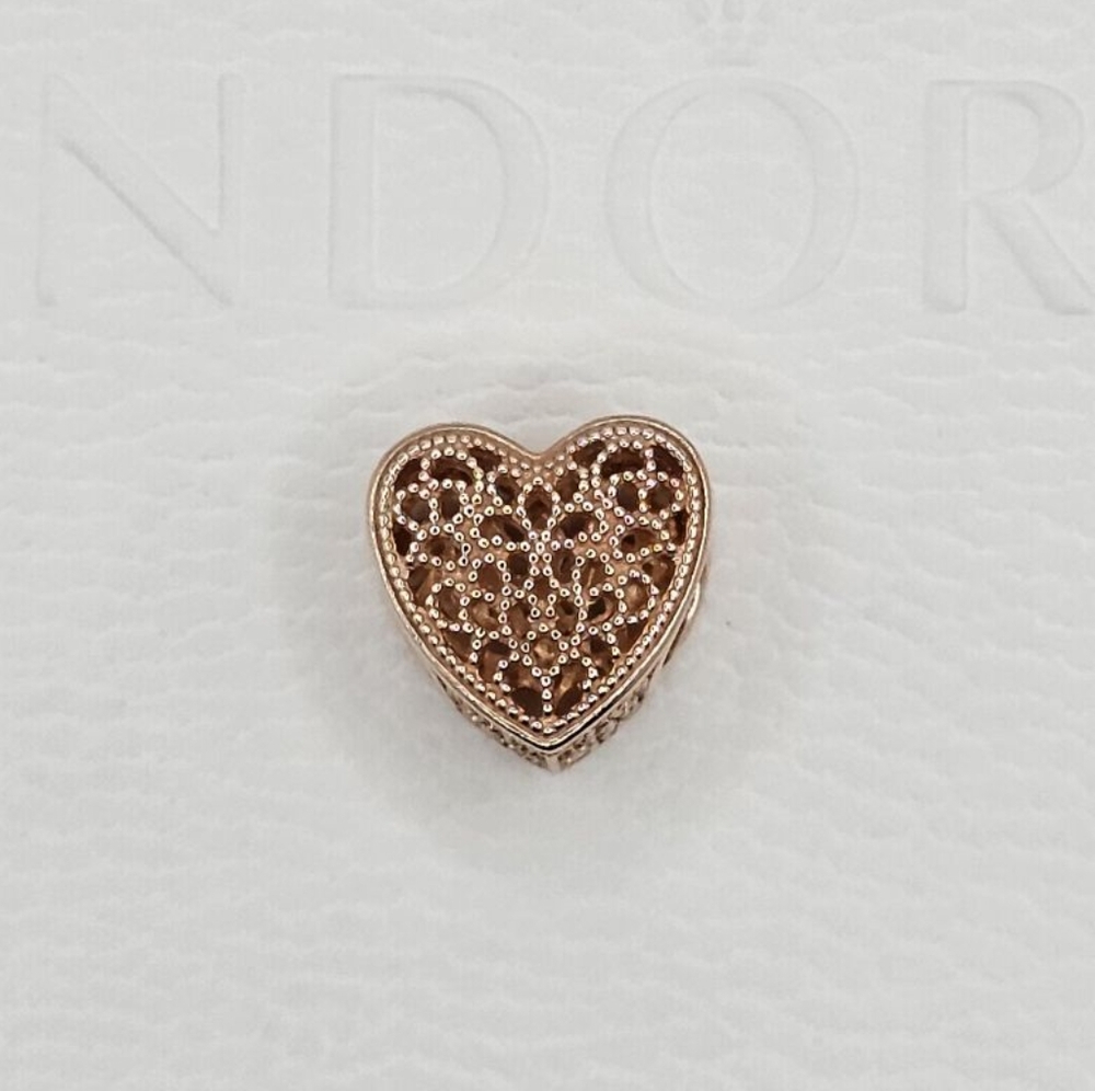 ❤️ Authentic Pandora ⭐️RETIRED⭐️ ROSE HEART CHARM 🎁